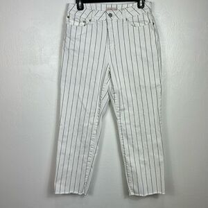 Sincerely Jules White Striped Straight Leg Mid Rise Crop Pants Size 29